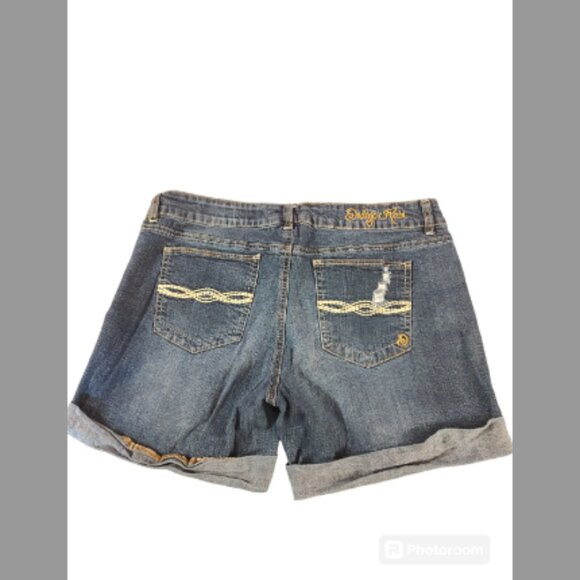 Indigo Rein Forever  Stretch Denim Distressed Jean Shorts - Picture 4 of 5